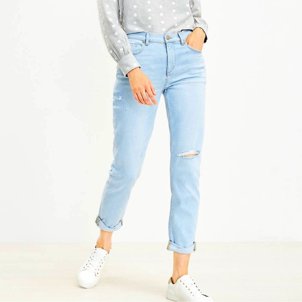 LOFT Distressed Girlfriend Jeans